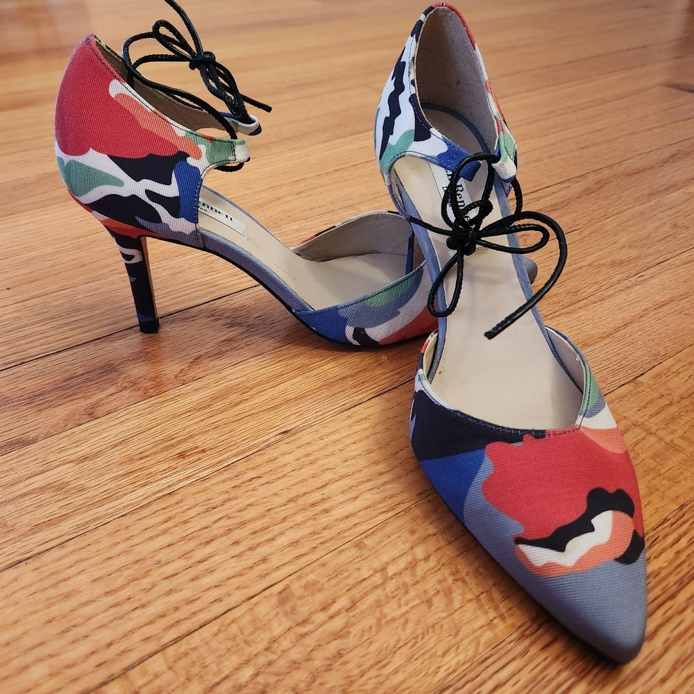LK Bennett Multi Color Tie Ankle Heels Sz 38